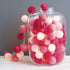 1 Set of 20 LED Pink 5cm Cotton Ball Battery Powered String Lights Christmas Gift Home Wedding Party Girl Bedroom Decoration Outdoor Indoor Table - Outdoorium