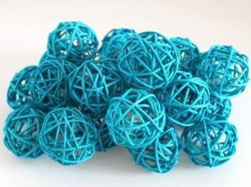 1 Set of 20 LED Turquoise Rattan Cane Ball String Lights - Perfect for Christmas, Wedding, Party and Decoration - Outdoorium