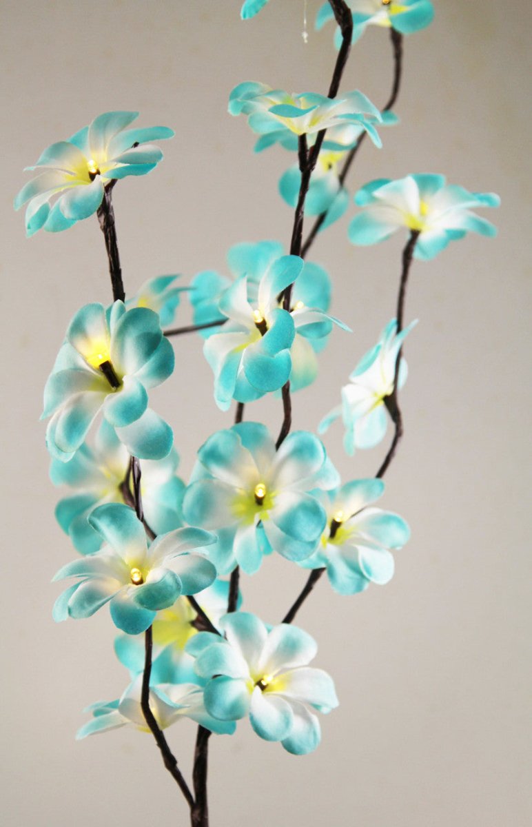 Set of 50cm H20 LED Blue Frangipani Tree Branch Stem Fairy Lights - Ideal for Wedding, Party, Table Decoration - Outdoorium