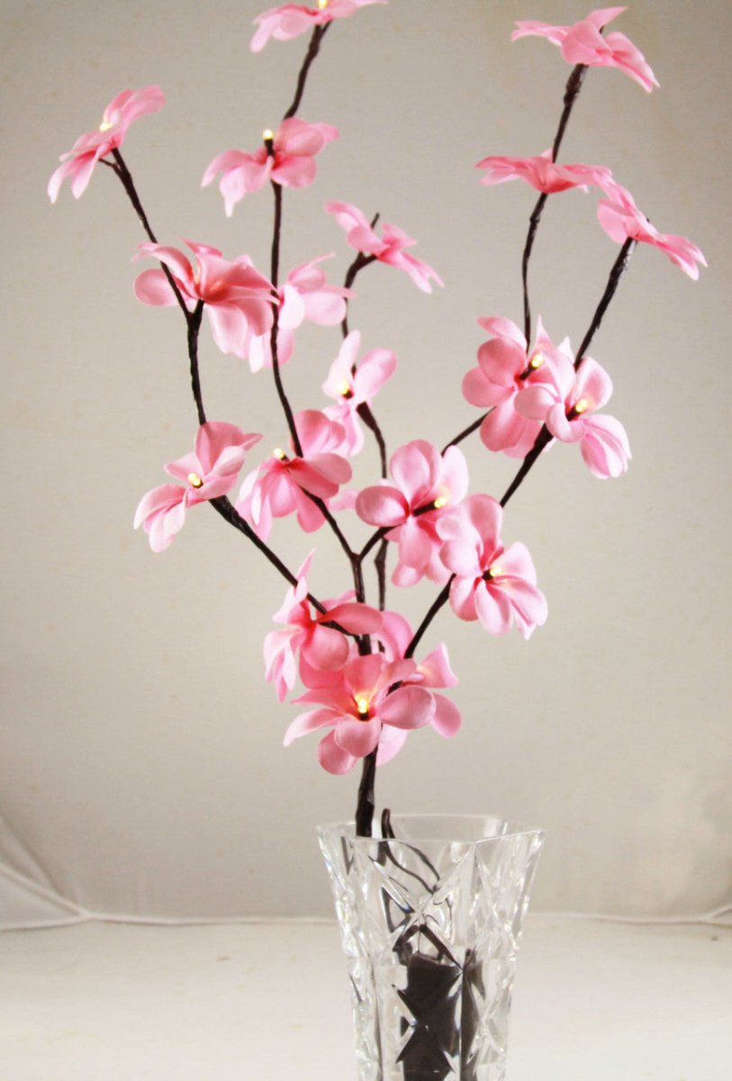 Set of 50cm H 20 LED Pink Frangipani Tree Branch Fairy Lights - Ideal for Wedding, Party, Table Decoration - Outdoorium