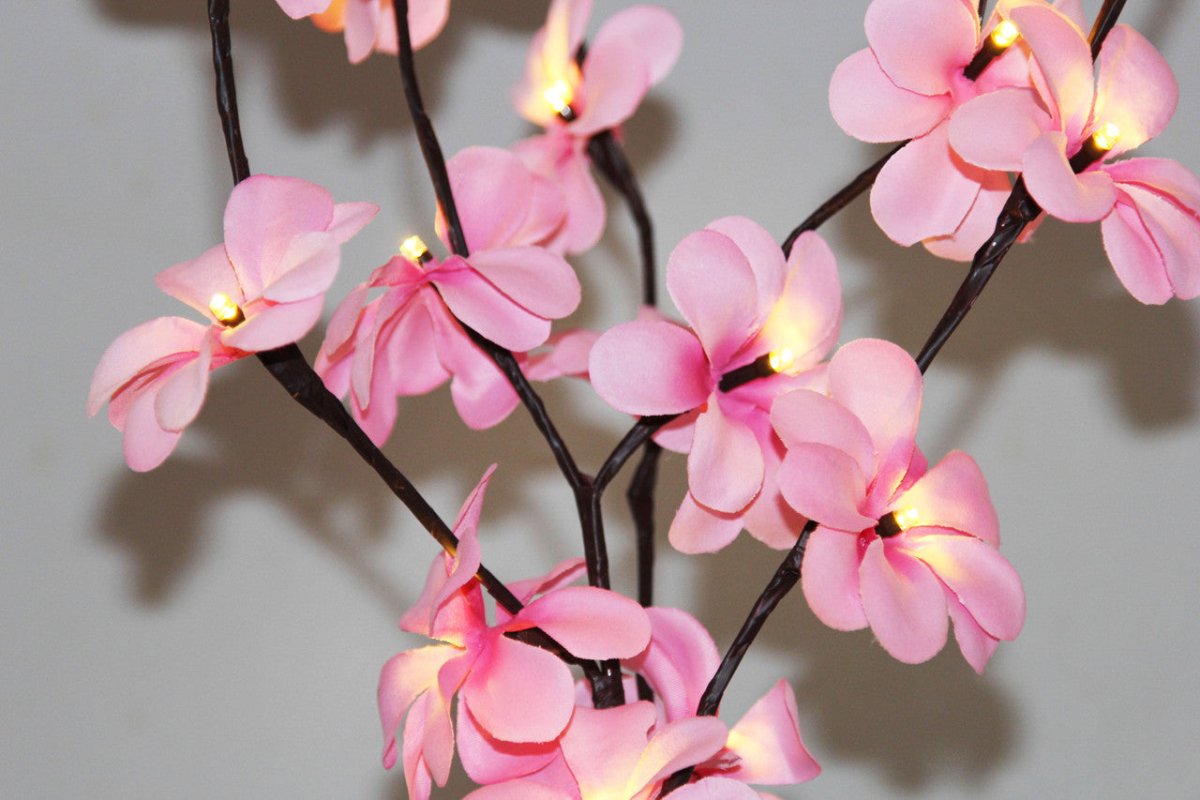 Set of 50cm H 20 LED Pink Frangipani Tree Branch Fairy Lights - Ideal for Wedding, Party, Table Decoration - Outdoorium