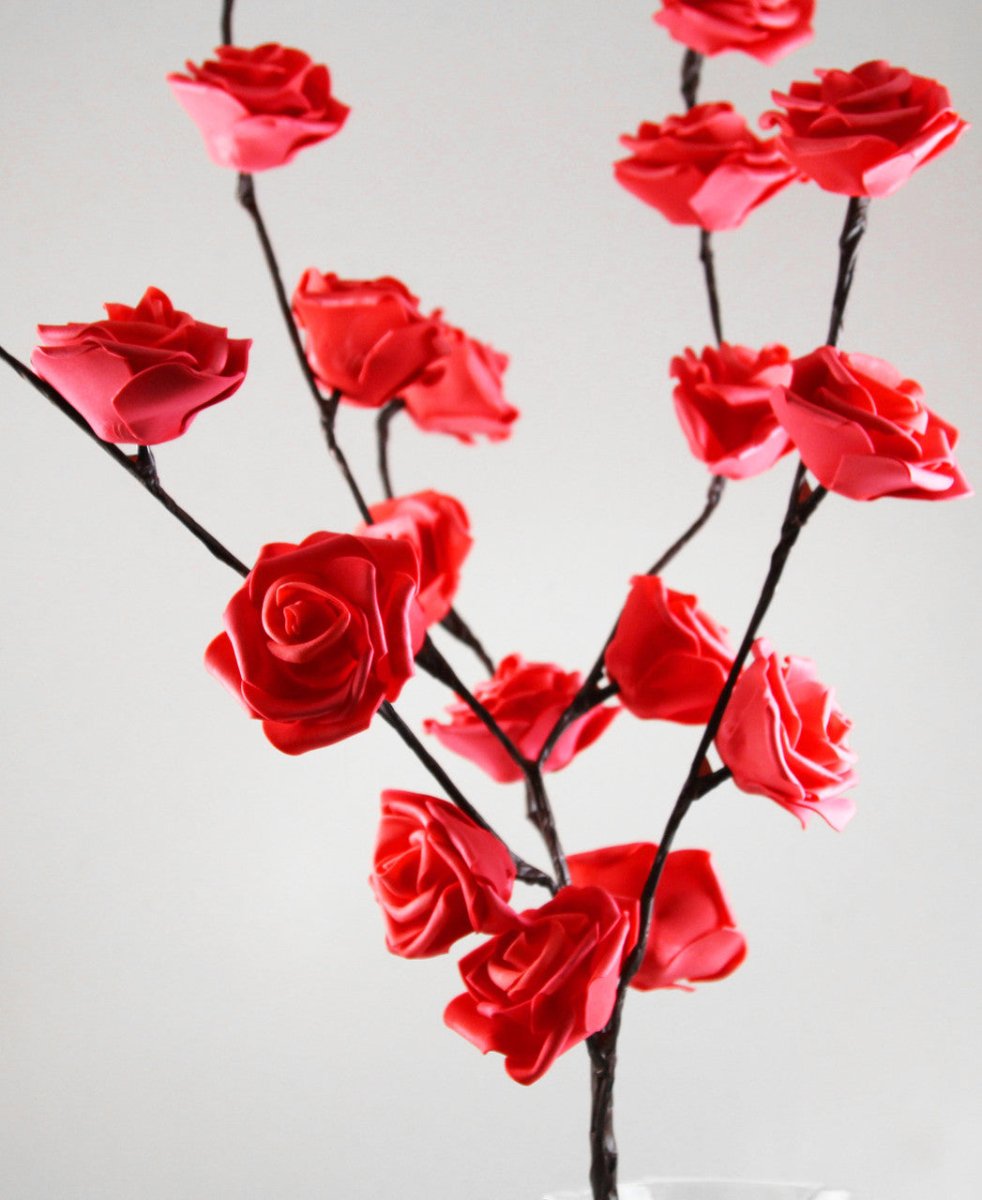 1 Set of 50cm H 20 LED Red Rose Tree Branch Fairy Lights - Perfect for Wedding, Party, Table & Event Decoration - Outdoorium