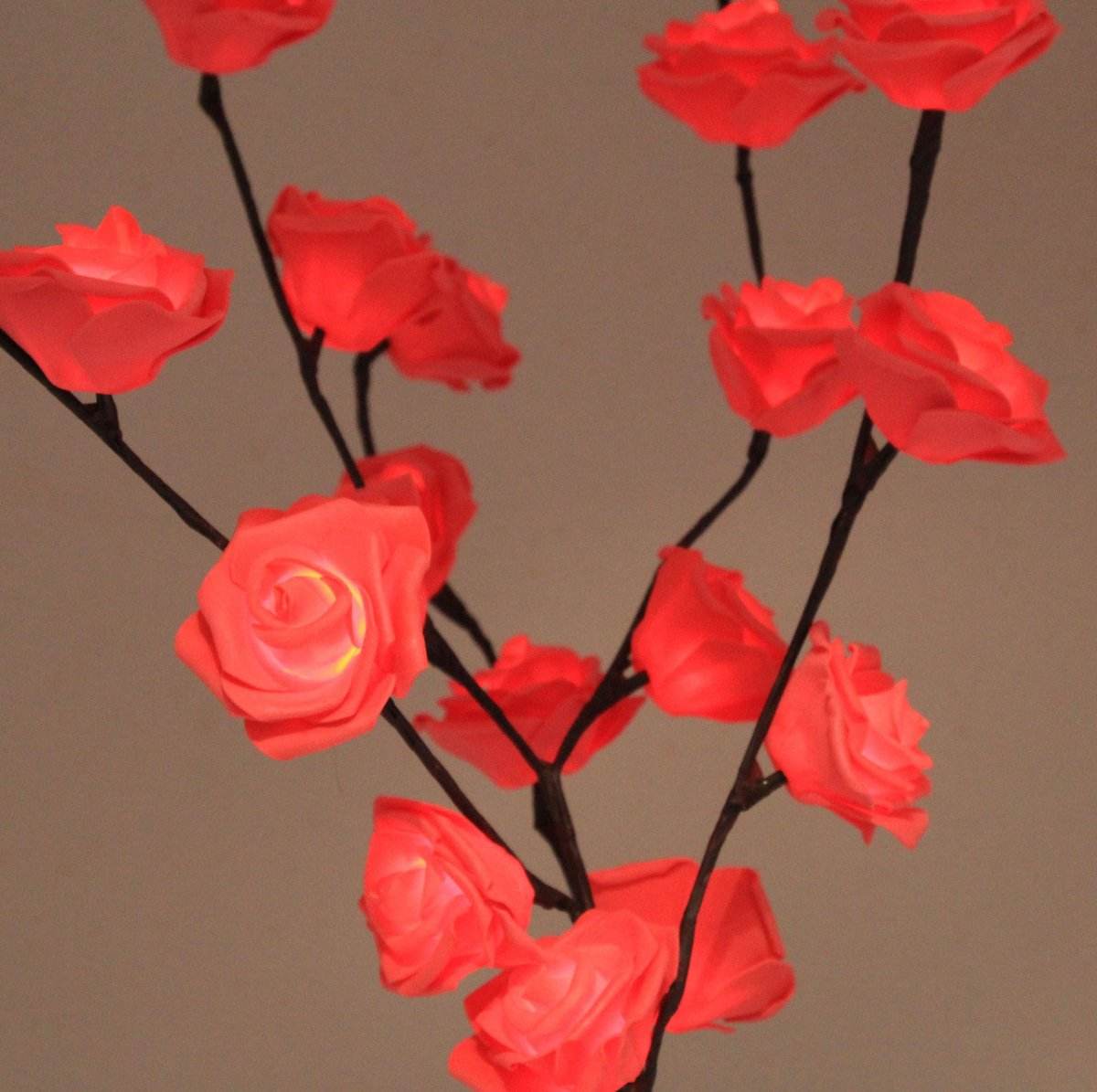 1 Set of 50cm H 20 LED Red Rose Tree Branch Stem Fairy Light Wedding Event Party Function Table Vase Centrepiece Decoration - Outdoorium
