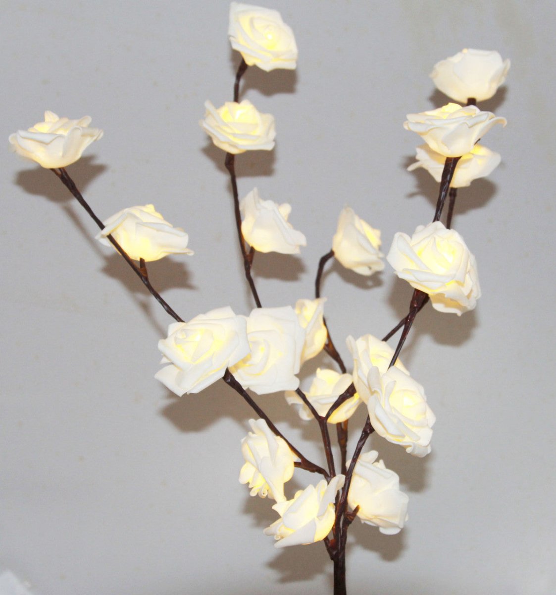1 Set of 20 LED White Rose Tree Branch Fairy Lights - Ideal for Wedding, Party and Event Decoration - Outdoorium