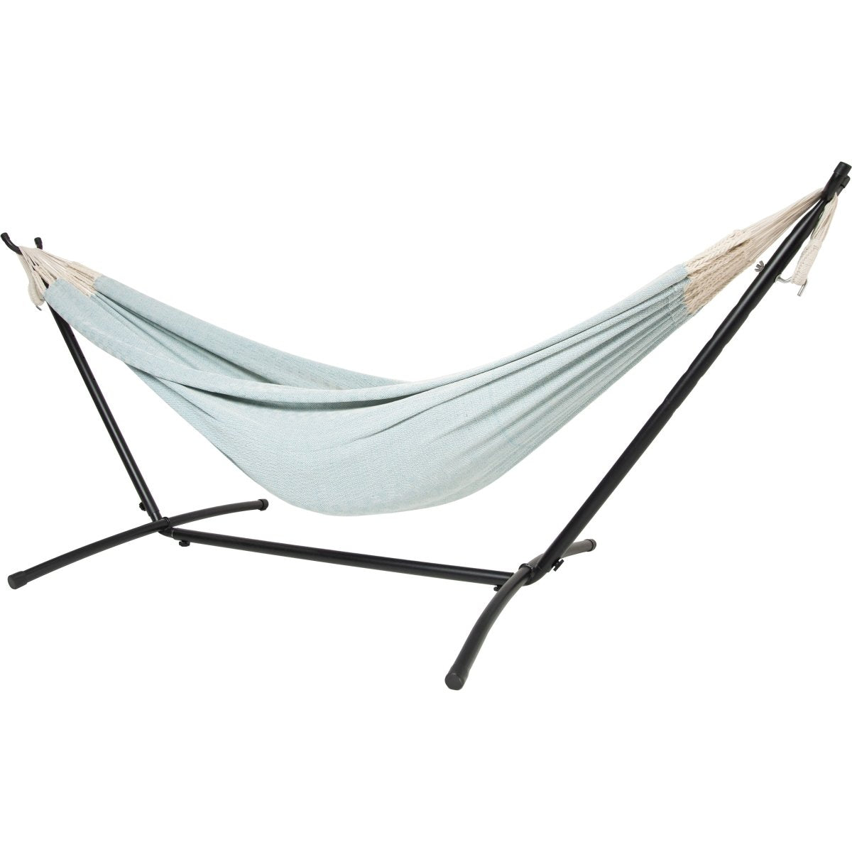 10ft Black Universal Steel Hammock Stand &amp; Authentic Double Clasico Hammock in Beau Blue - Outdoorium