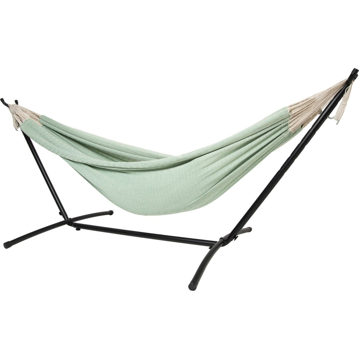 10ft Black Universal Steel Hammock Stand &amp; Authentic Double Clasico Hammock in Eucalyptus - Outdoorium