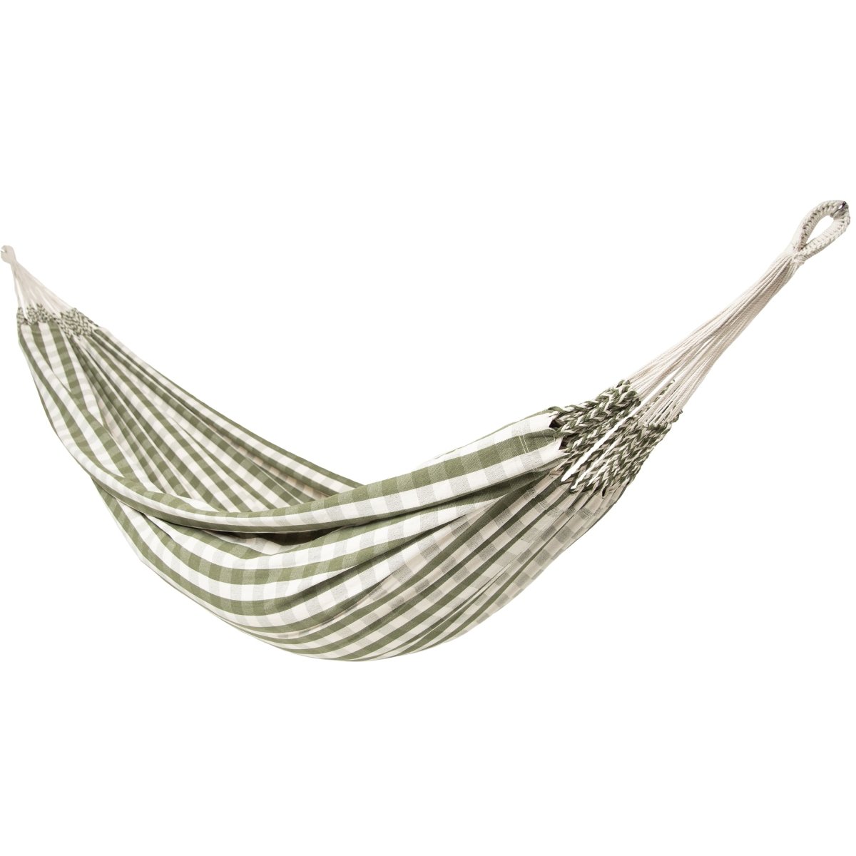 10ft White Universal Steel Hammock Stand & Authentic Double Vichy Hammock in Urban Olive - Outdoorium