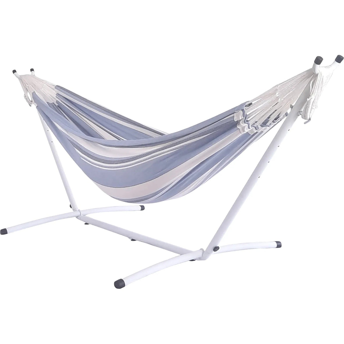 10ft White Universal Steel Hammock Stand & Double Hammock in Cloud Nine - Outdoorium