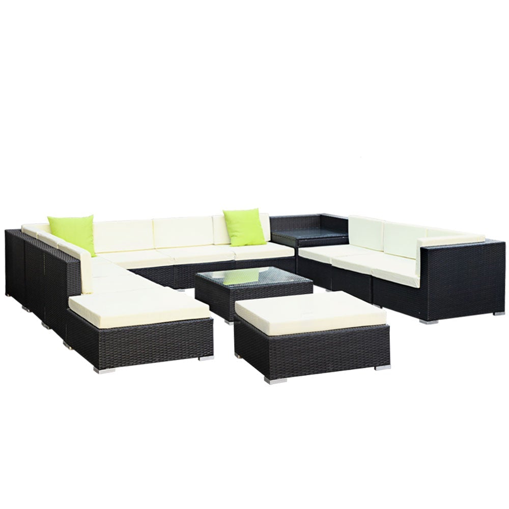 13PC Outdoor Furniture Sofa Set Wicker Garden Patio Lounge - Outdoorium