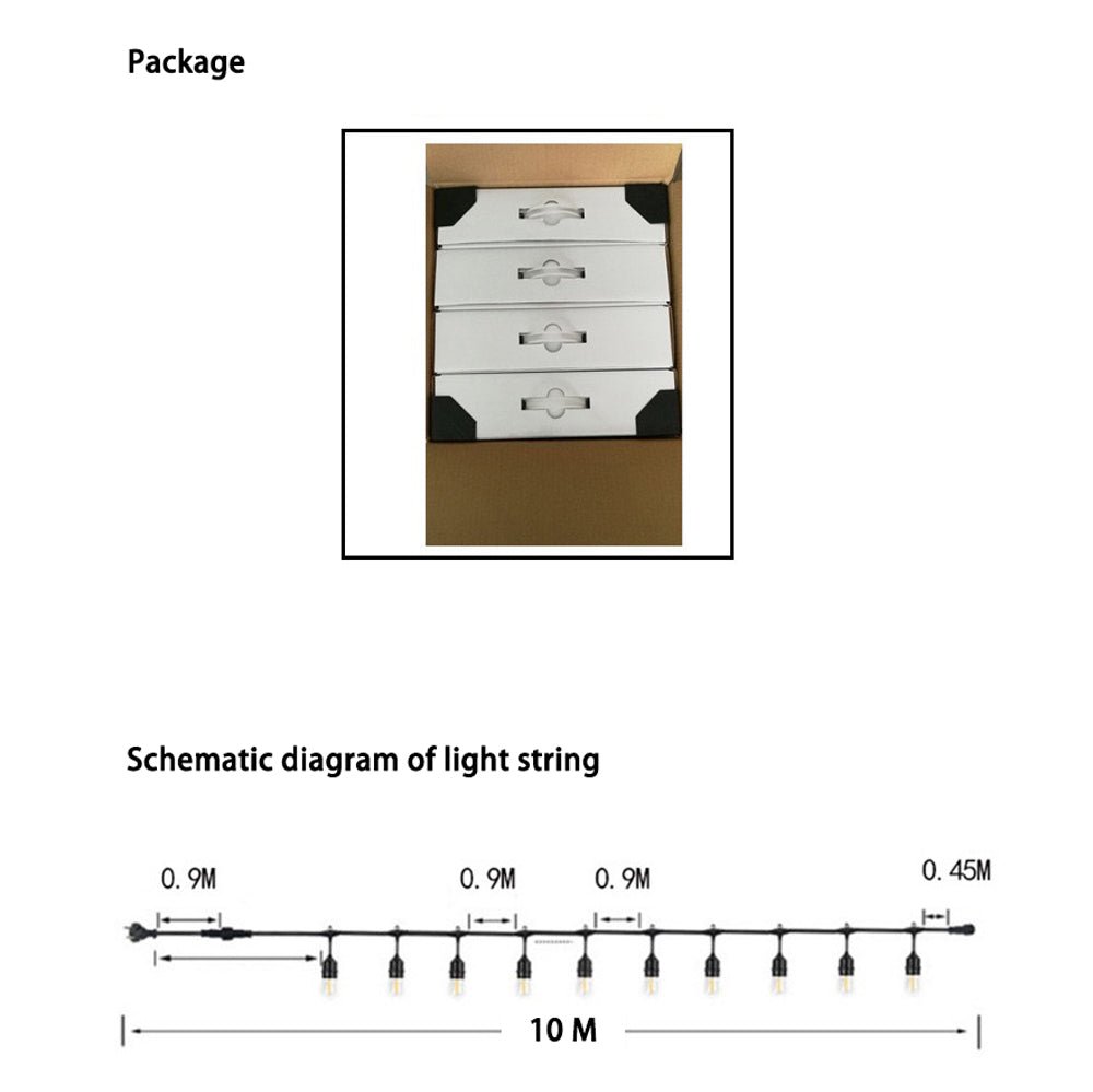 20M Festoon String Lights Kits Waterproof outdoor - Outdoorium