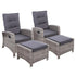 2PC Sun lounge Recliner Chair Wicker Lounger Sofa Day Bed Outdoor Chairs Patio Furniture Garden Cushion Ottoman - Outdoorium