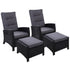 2PC Sun lounge Recliner Chair Wicker Lounger Sofa Day Bed Outdoor Chairs Patio Furniture Garden Cushion Ottoman - Outdoorium