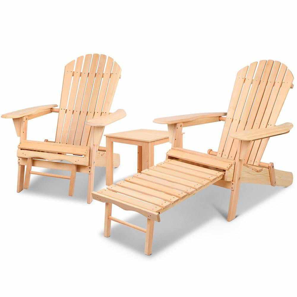 3 Piece Outdoor Beach Chair and Table Set - Outdoorium