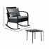 Gardeon 3PC Rocking Chair Table Wicker Outdoor Furniture Patio Bistro Set Black - Outdoorium