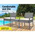 Gardeon 3PC Patio Furniture Bistro Set Wicker Outdoor Lounge Setting Grey | Outdoorium