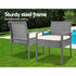 Gardeon 3PC Patio Furniture Bistro Set Wicker Outdoor Lounge Setting Grey | Outdoorium
