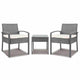 Gardeon 3PC Patio Furniture Bistro Set Wicker Outdoor Lounge Setting Grey | Outdoorium
