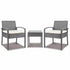 Gardeon 3PC Patio Furniture Bistro Set Wicker Outdoor Lounge Setting Grey | Outdoorium