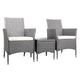 Gardeon 3PC Outdoor Bistro Set Patio Furniture Wicker Setting Chairs Table Cushion Grey | Outdoorium