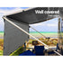 Caravan Privacy Screen Roll Out Awning 3.7X1.95M End Wall Side Sun Shade Grey - Outdoorium