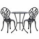 Gardeon 3PC Outdoor Setting Bistro Set Chairs Table Cast Aluminum Patio Furniture Tulip Black | Outdoorium