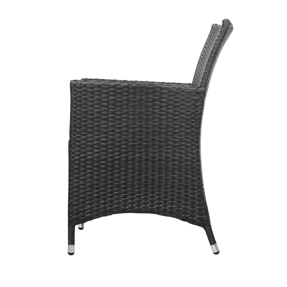 3pc Rattan Bistro Wicker Outdoor Furniture Set Black - Outdoorium