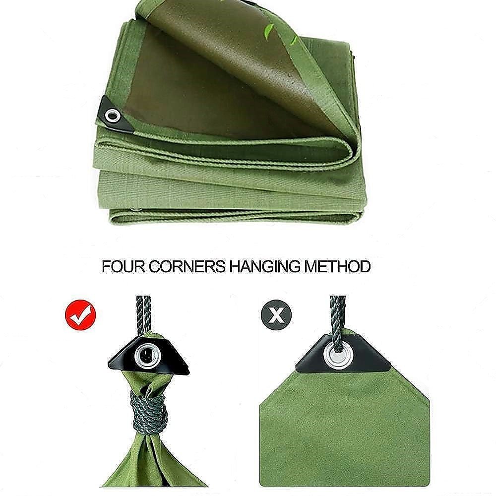 3x4M Army Heavy Duty Waterproof Canvas Tarp Tarpaulin Sun Blocked Dustproof - Outdoorium