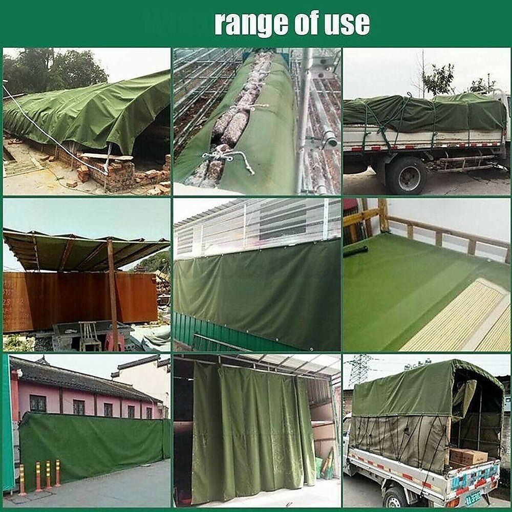 3x4M Army Heavy Duty Waterproof Canvas Tarp Tarpaulin Sun Blocked Dustproof - Outdoorium