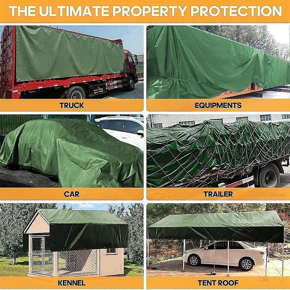 3x4M Army Heavy Duty Waterproof Canvas Tarp Tarpaulin Sun Blocked Dustproof - Outdoorium