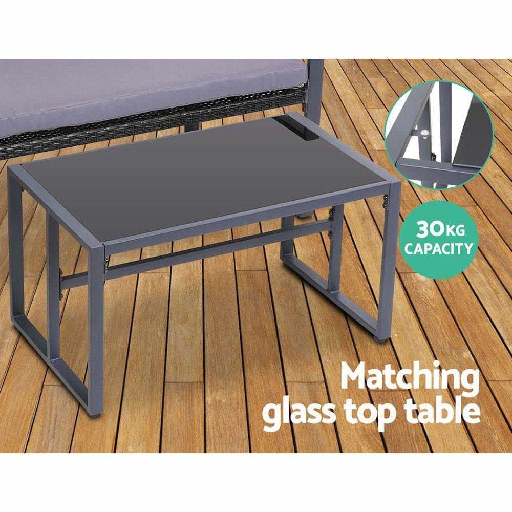 4PC Outdoor Furniture Patio Table Chair Black - Outdoorium