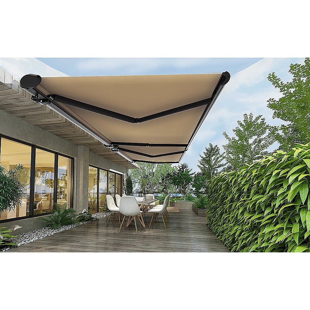 5.5m x 3.0m Retractable Folding Arm Awning Heavy Duty Full Cassette Motorised - Outdoorium