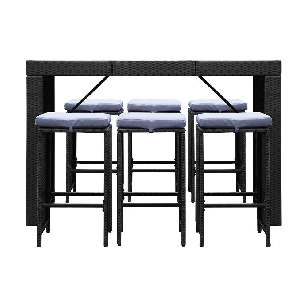 7 Piece Outdoor Dining Table Set - Black - Outdoorium