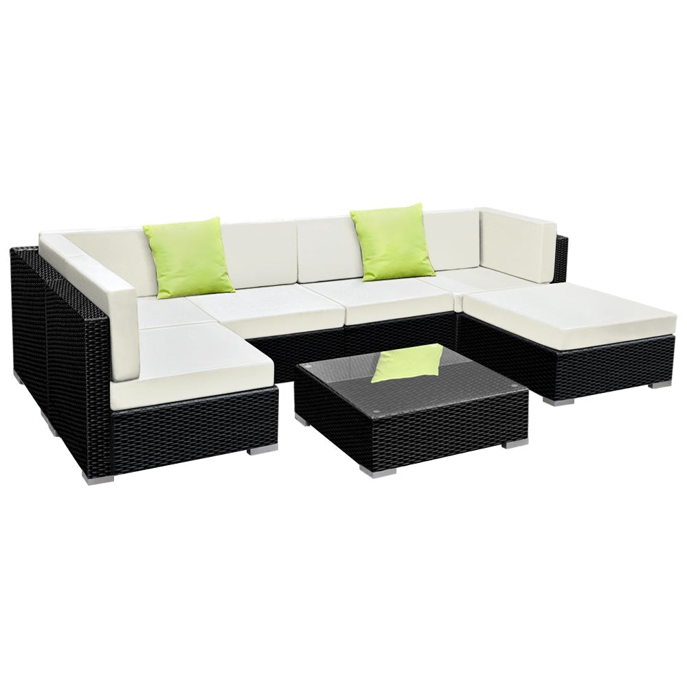 7PC Outdoor Furniture Sofa Set Wicker Garden Patio Pool Lounge - Outdoorium