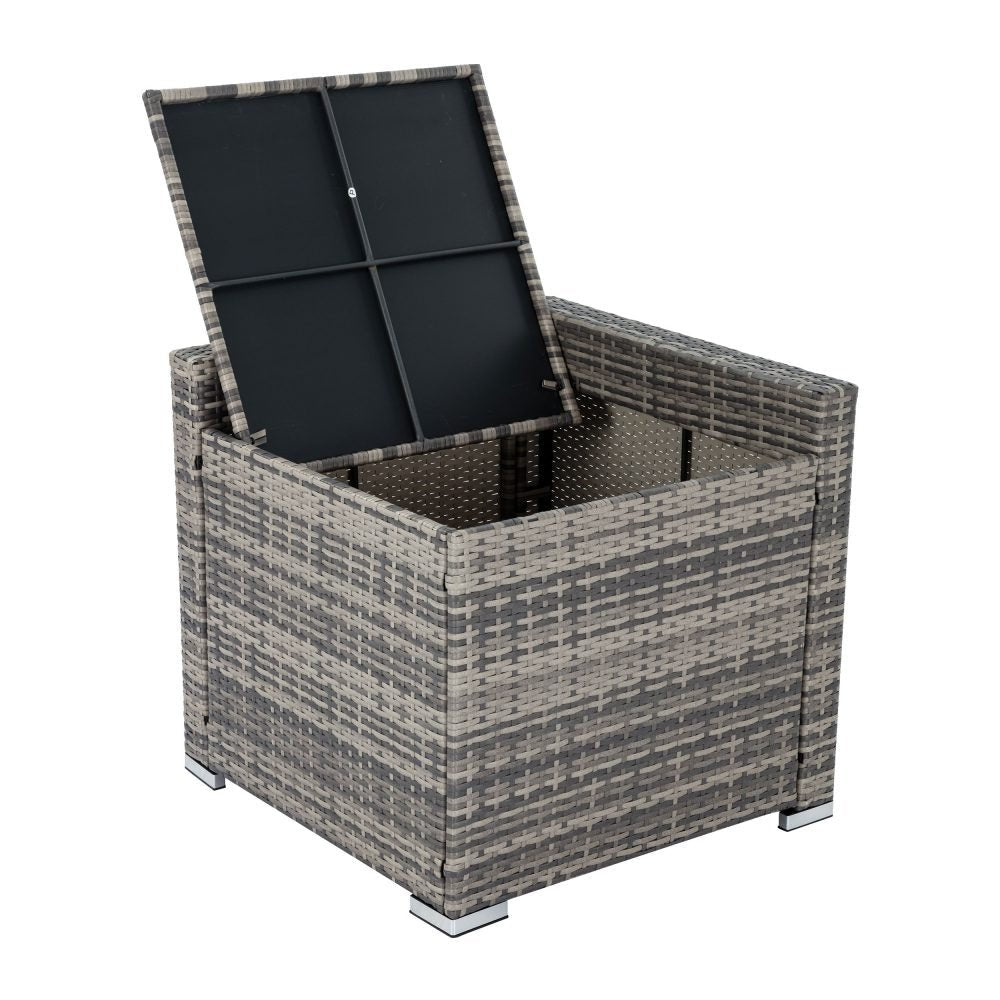 7PC Outdoor Wicker Lounge with Storage Corner (Grey) - Outdoorium