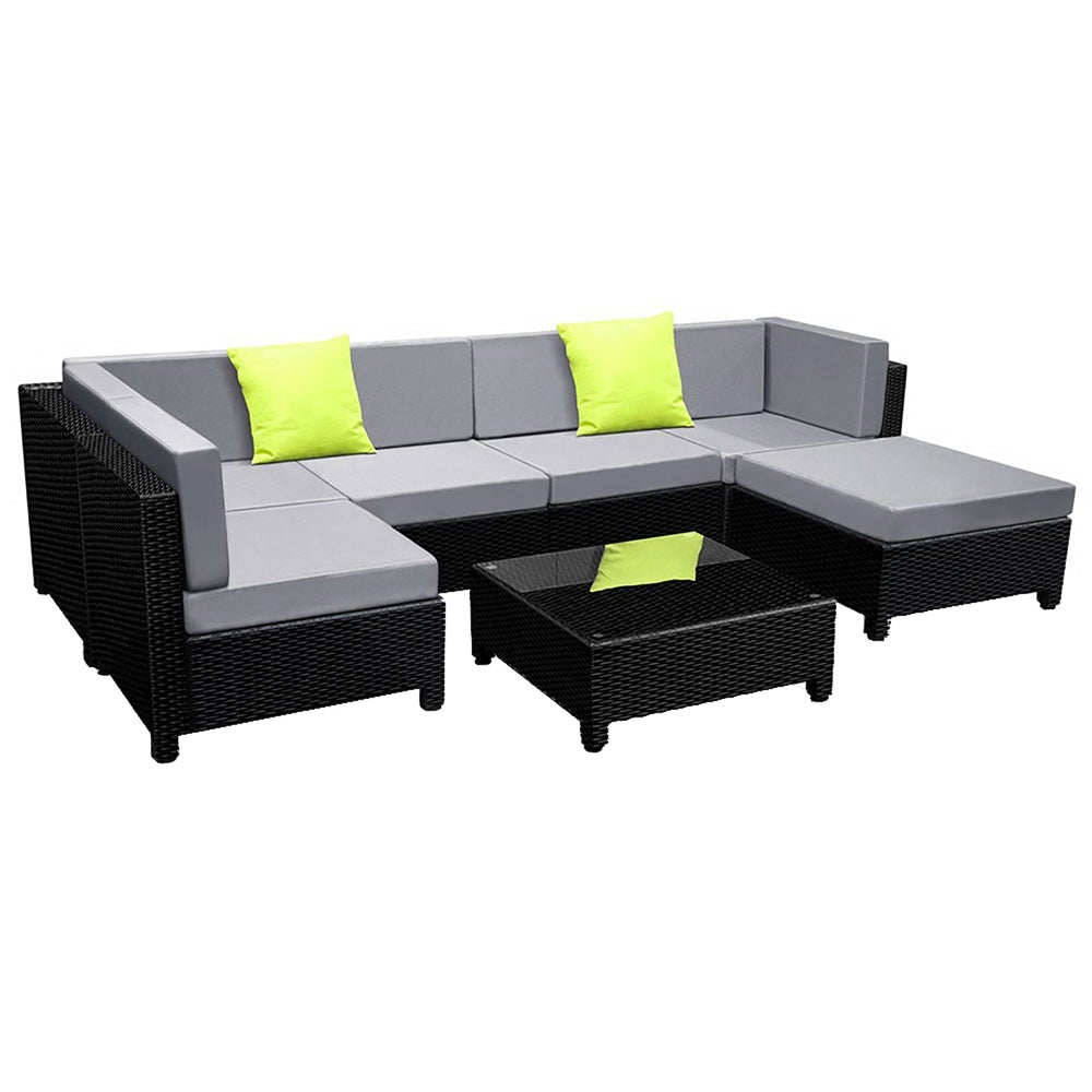 7PC Sofa Set Outdoor Furniture Lounge Setting Wicker Couches Garden Patio Pool - Outdoorium