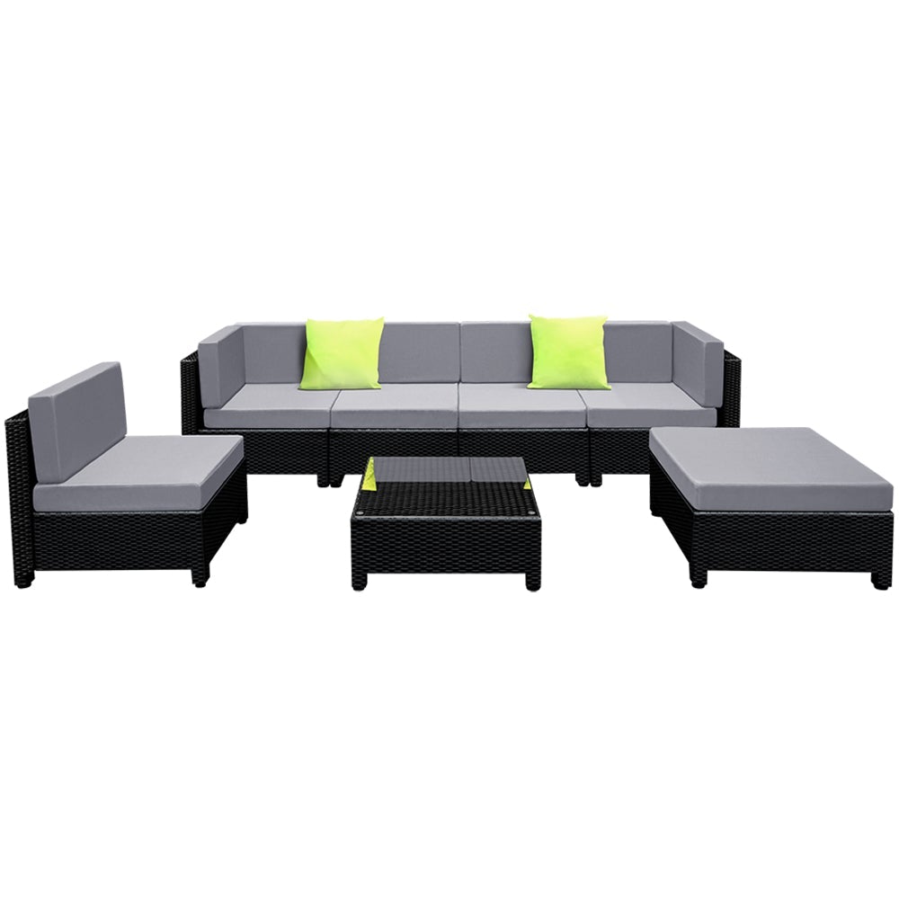 7PC Sofa Set Outdoor Furniture Lounge Setting Wicker Couches Garden Patio Pool - Outdoorium