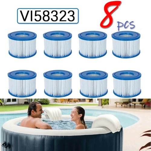 8PCS Replacement Bestway VI Filter Cartridge Inflatable Lay-Z-Spa Filters 58323 - Outdoorium