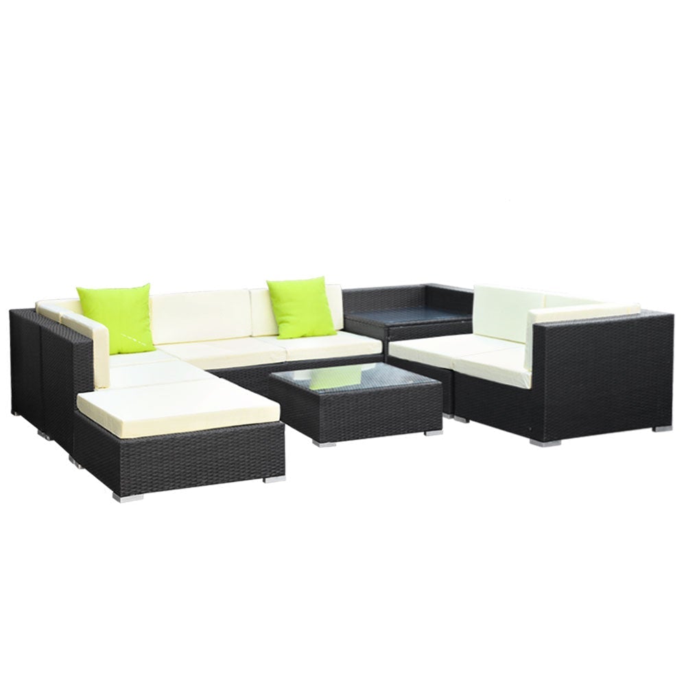 9PC Outdoor Furniture Sofa Set Wicker Garden Patio Pool Lounge - Outdoorium