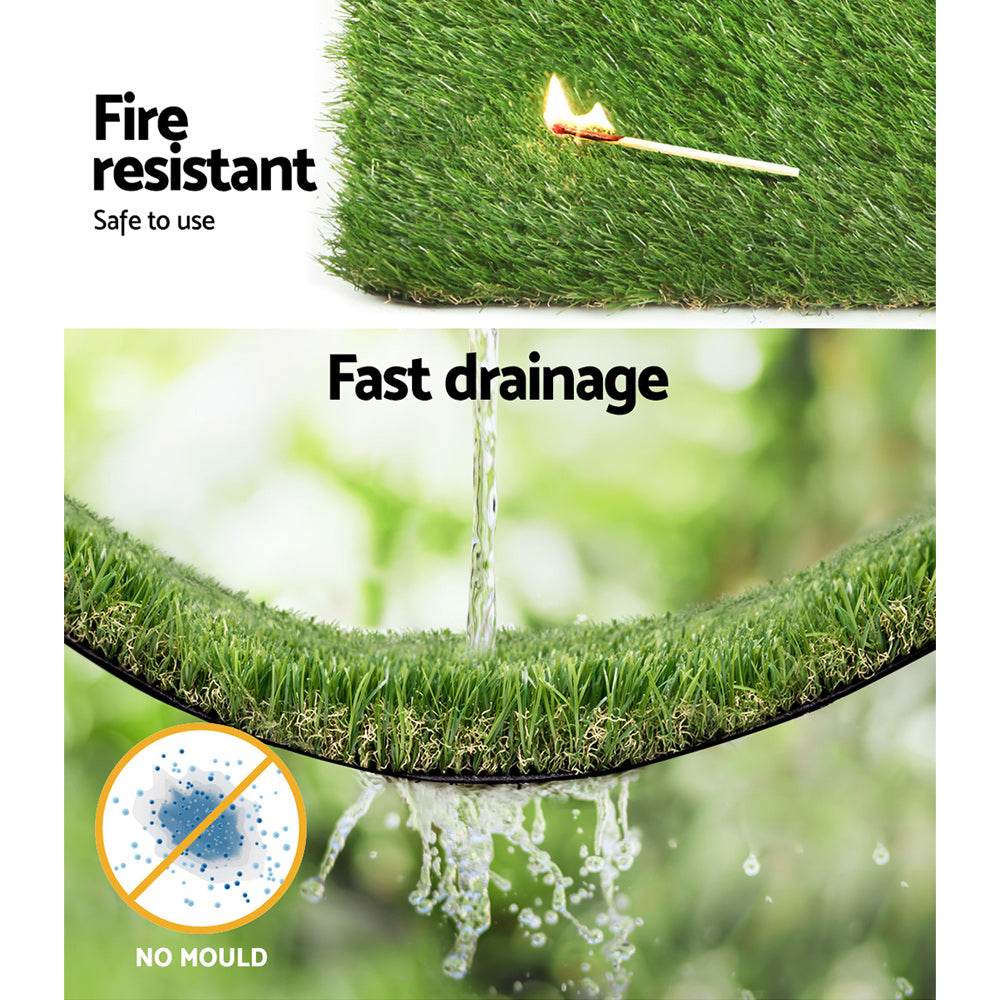 Prime Turf Artificial Grass 40mm 1mx10m Synthetic Fake Lawn Turf Plastic Plant 4-coloured - Outdoorium