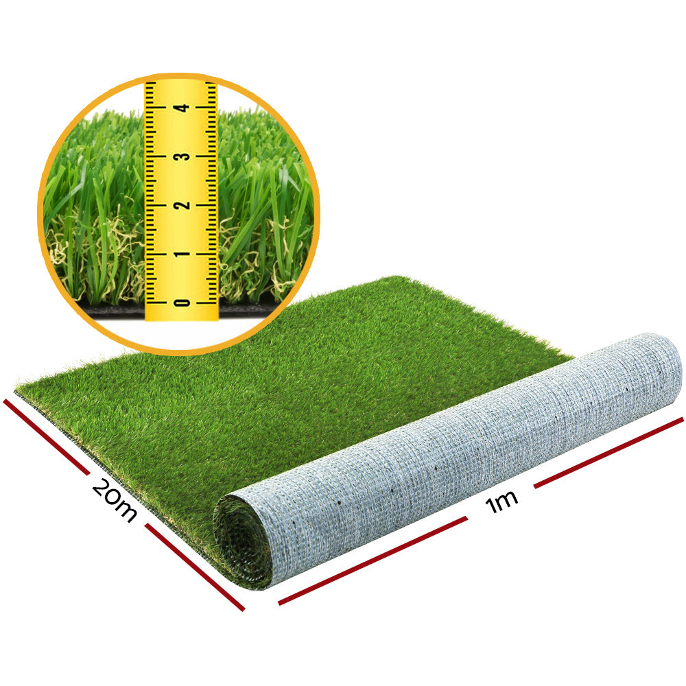 Primeturf Artificial Grass Synthetic 30mm 1mx20m 20sqm Fake Turf Plants Lawn 4-coloured - Outdoorium