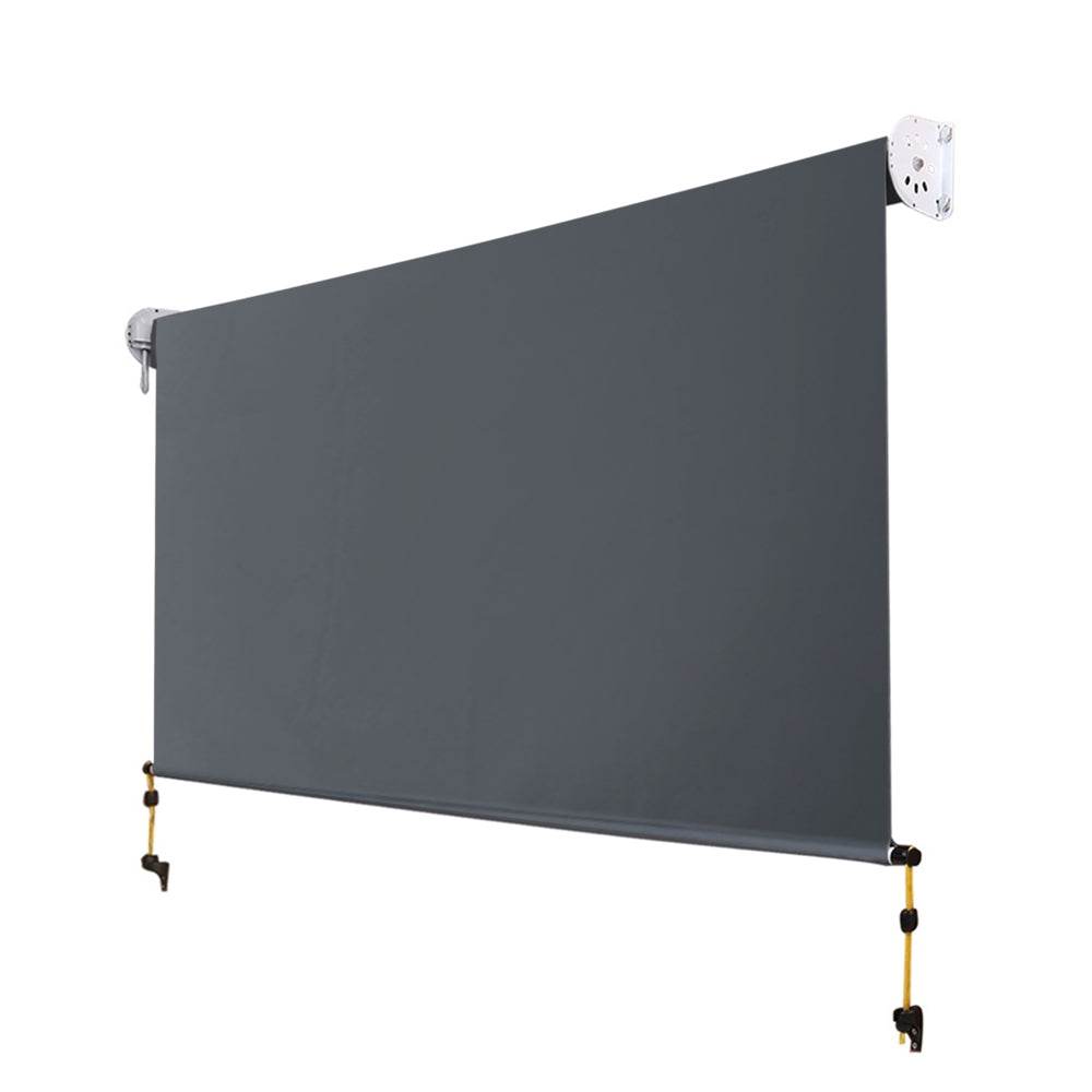Instahut 2.4X2.5M Outdoor Blinds Awning Roll Down Canopy Retractable Outdoor Blinds Window Shade Grey - Outdoorium
