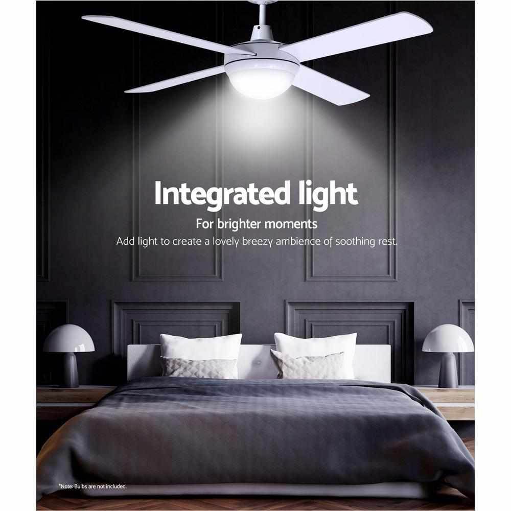 Devanti 52'' Ceiling Fan AC Motor w/Light w/Remote - White - Outdoorium