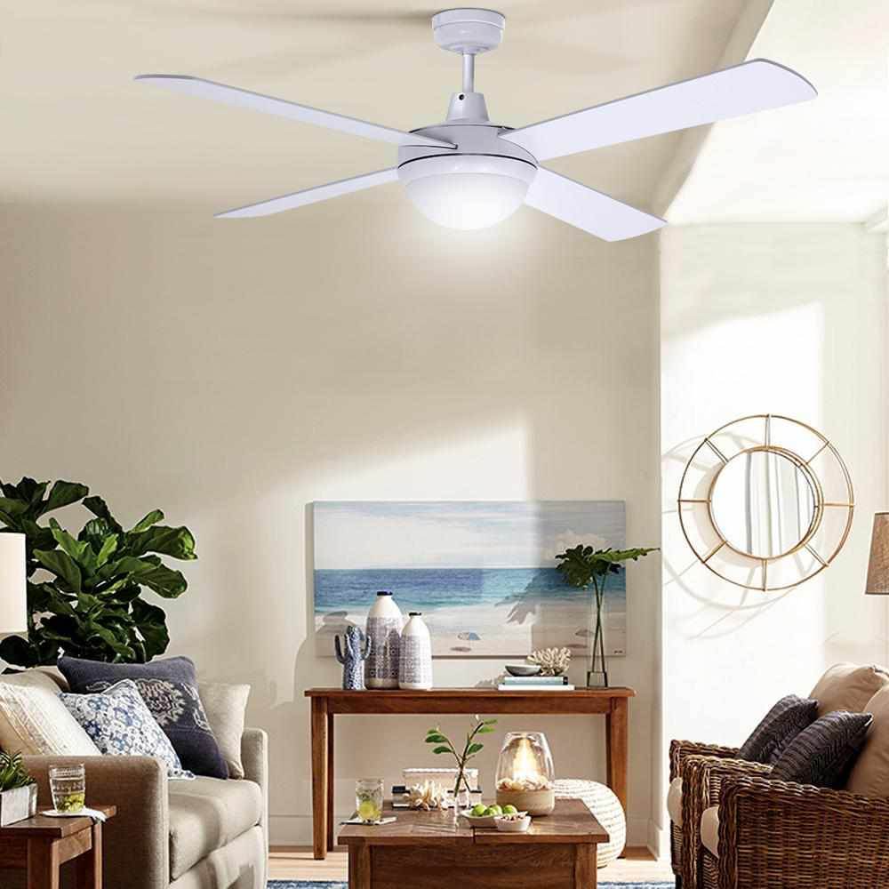 Devanti 52'' Ceiling Fan AC Motor w/Light w/Remote - White - Outdoorium