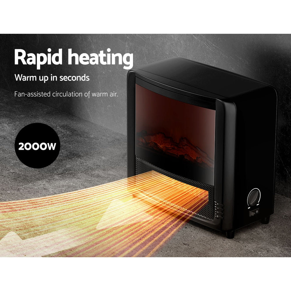 Devanti Electric Fireplace 3D Flame Effect Timer Portable Indoor Heater 2000W - Outdoorium