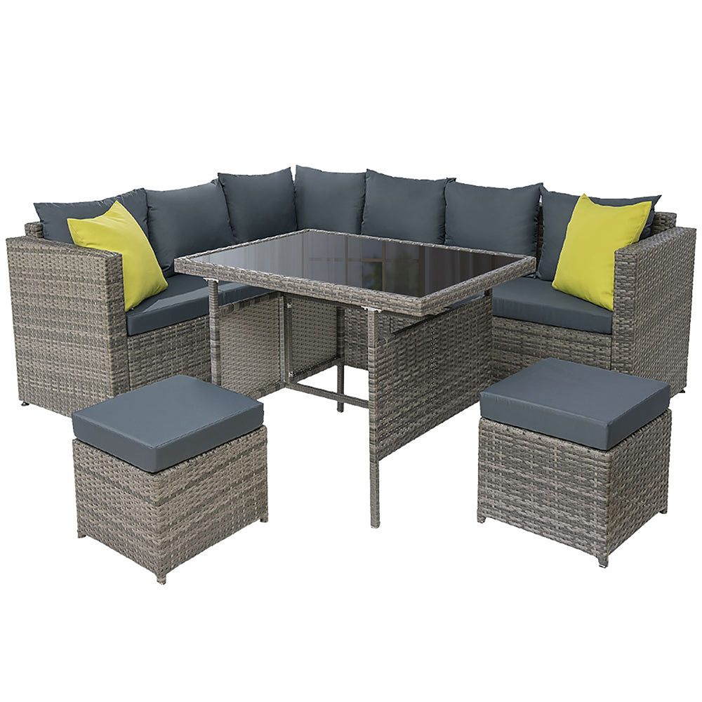 Outdoor Furniture Patio Set Dining Sofa Table Chair Lounge Garden Wicker Grey - Outdoorium