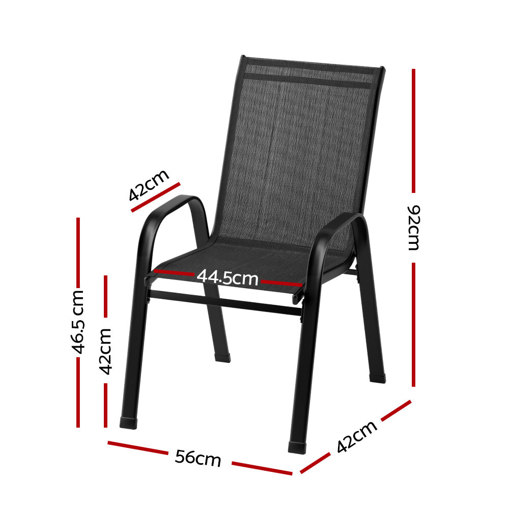 Gardeon 4X Outdoor Stackable Chairs Lounge Chair Bistro Set Patio Furniture - Outdoorium