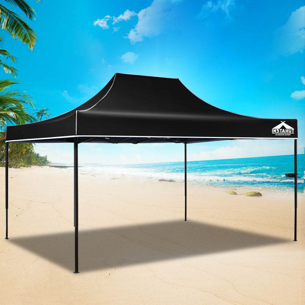 Instahut Gazebo Pop Up Marquee 3x4.5 Folding Tent 500D Wedding Camping Black | Outdoorium
