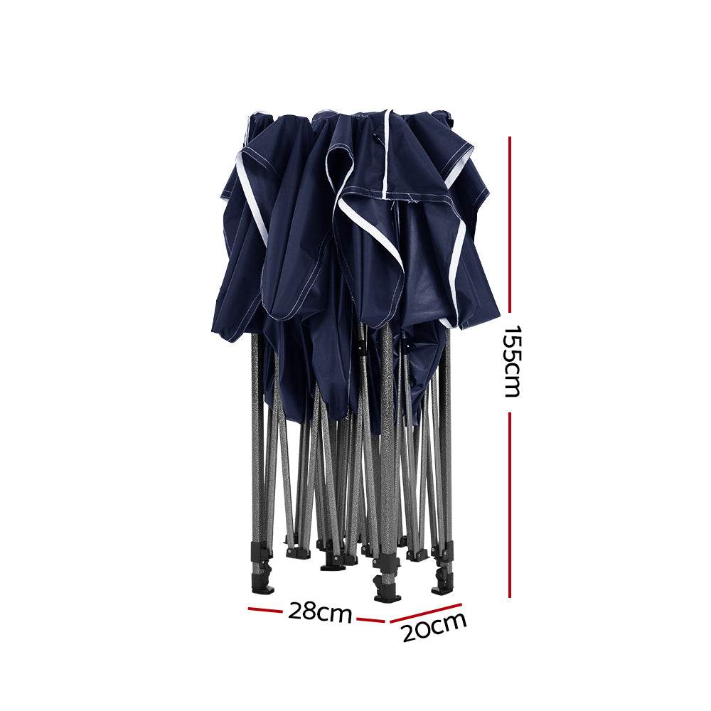 Instahut Gazebo Pop Up 3x4.5m w/Base Podx4 Marquee Folding Outdoor Wedding Camping Tent Shade Canopy Navy - Outdoorium