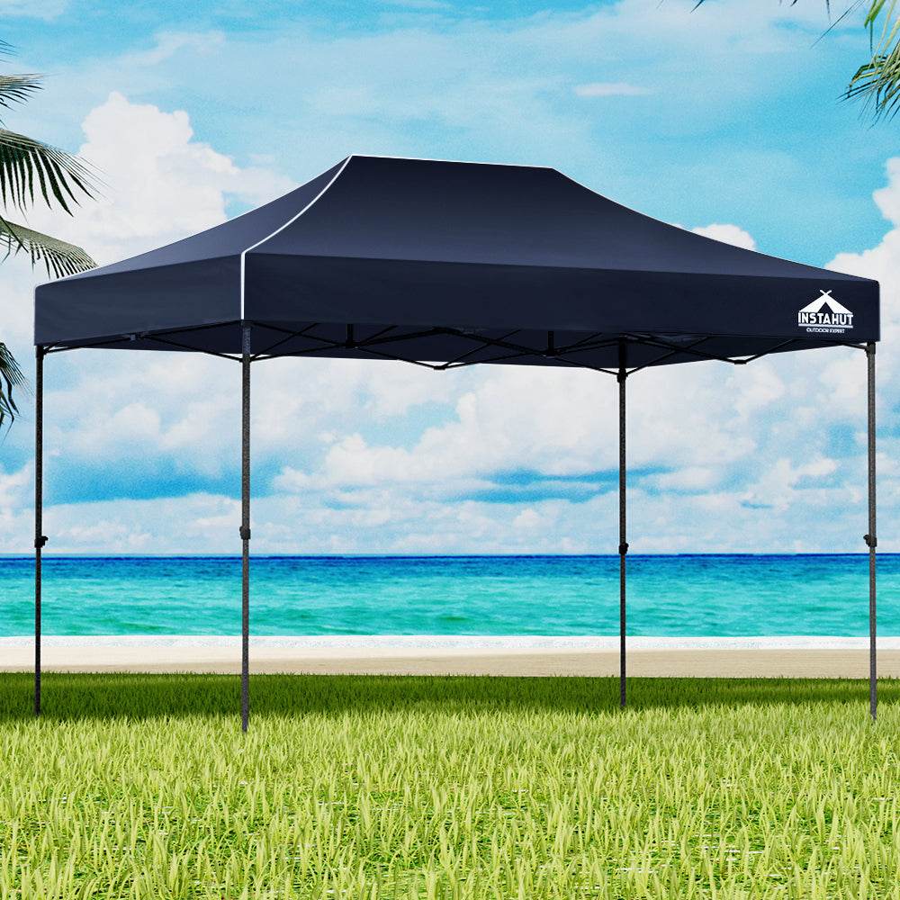 Instahut Gazebo Pop Up 3x4.5m w/Base Podx4 Marquee Folding Outdoor Wedding Camping Tent Shade Canopy Navy - Outdoorium