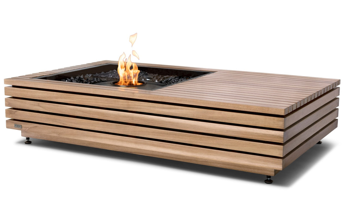 EcoSmart Manhattan 50 Fire Pit Table - Teak + Black Burner - Outdoorium